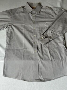Gold Label Roundtree & Yorke 15.5 33 Gray Pinpoint Cotton Non-Iron Dress Shirt